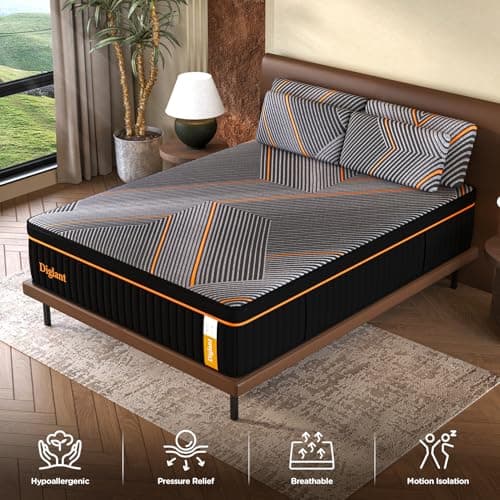 Queen Mattress, 14 Inch Plush Hybrid Mattress Memory Foam with Individually Pocket Springs Queen Size Mattress in Box, Plush Mattress for Pressure Relief,CertiPUR-US Certified,Edge Support