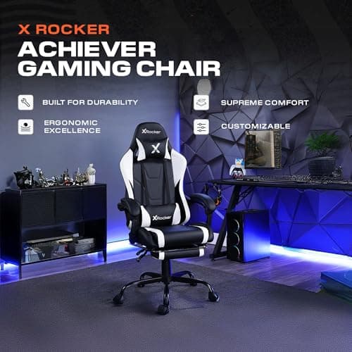 X Rocker PC Computer Gaming Desk Chair with Wheels, College Dorm Room Essentials for Guys and Girls, Adjustable, Ergonomic Office Chair for Gamers
