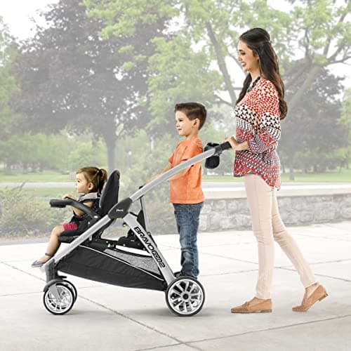 Chicco BravoFor2 Standing/Sitting Double Stroller - Iron | Black/Grey