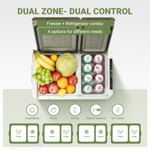 BODEGACOOLER 12V Portable Refrigerator, 42Quart (40L) Dual Zone Car Refrigerator, RV Car Fridge APP Control, -4℉-68℉Portable Freezer 12/24V DC 100-240V AC for Outdoor Camping Travel Vehicles Home Use