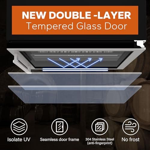 24 Inch Wine Fridge, 54 Bottle Wine Cooler Refrigerator, 40-65°F Wine Refrigerator Glass Door, 3 LED Wine Fridge, Built-in or Freestanding Wine Fridge for Home/Bar/Kitchen (5.65 cu.ft)