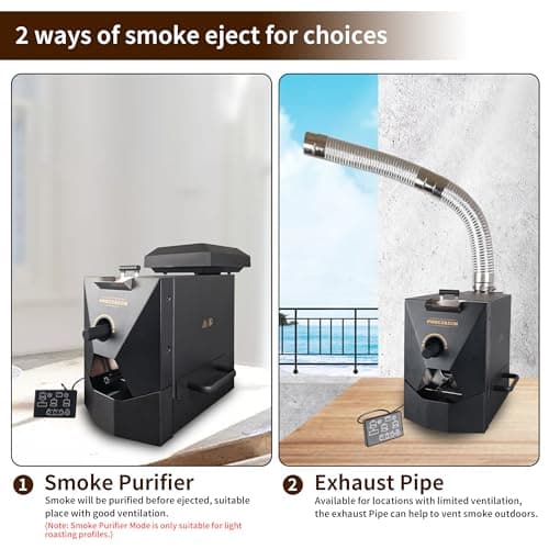 500g Automatic Coffee Roaster Machine for Home Use Wth Smoke Filter(Suitable for Light Roasting), The Smoke Pipes (Suitable for Medium and Dark Roasting) and Chaff Collector