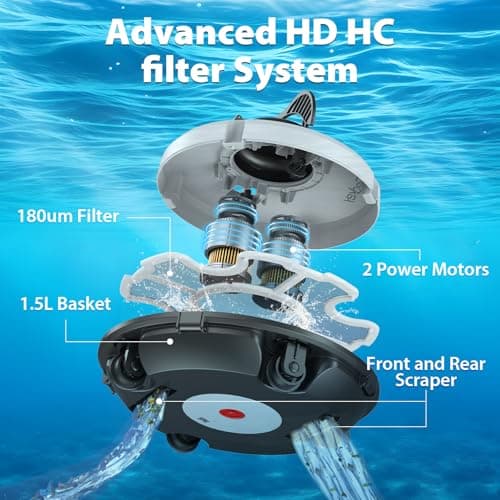 S100 Cordless Robot Pool Cleaner, Last 130Min, 18° Slope Angle, Automatic Pool Vacuum for Above Ground Pools, Self-Parking Pool Cleaner with Filter Basket, Pool Robot Up to 1100 sq.ft