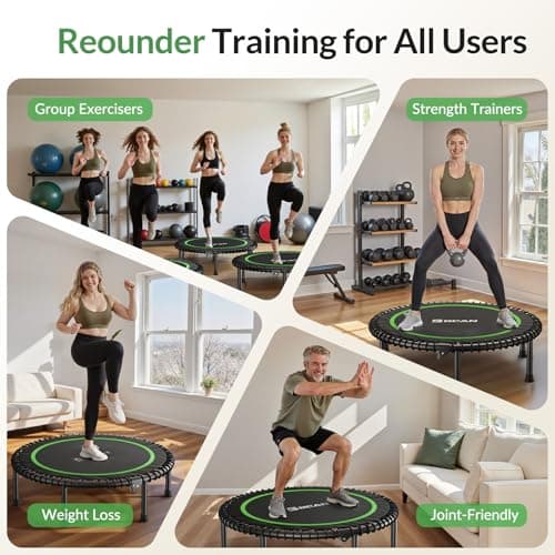 BCAN 450LBS/550LBS Foldable Mini Trampoline, 40"/48" Fitness Trampoline with Durable Bungees, Stable & Quiet Exercise Rebounder for Adults,Great Mini Trampoline for Indoor/Garden Workout - 2