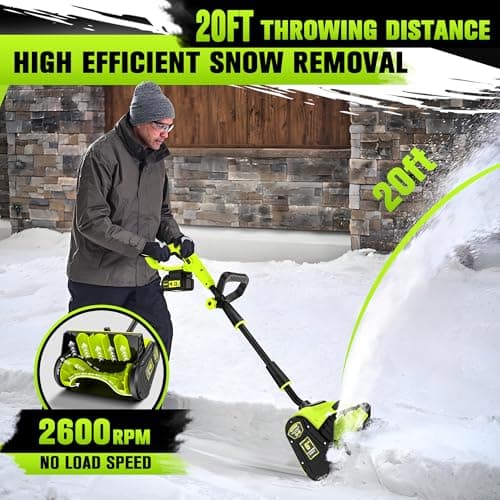 40V 13 inch Cordless Snow Blower, 4.0Ah Snow Blower Battery Powered with Directional Plate, Brushless Electric Snow Shovel for Pathway, Patio, Deck, Driveway, Green
