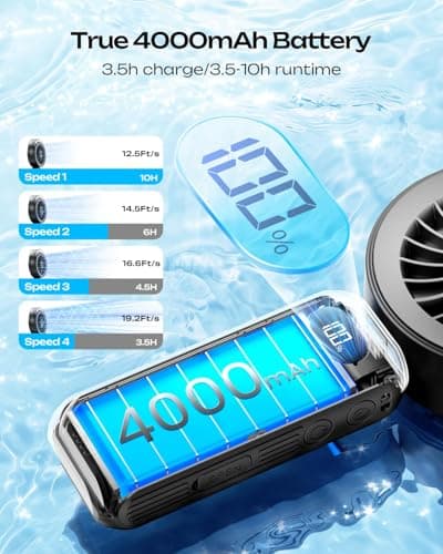 Otlonpe Handheld Misting Fan Portable, Powerful High Speed, Small Personal Rechargeable Cooling Mister Fan Water Spray Mist, 4000mAh Battery Operated for Travel Indoor Outdoor Hand Desk (Black)