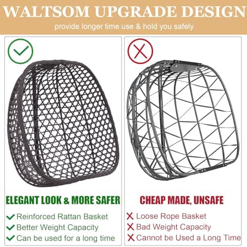 Double Hanging Swing Egg Chair with Stand, Hexagon Wicker Hammock Swing Chair for Outdoor Garden Patio, 2 Person Egg Chair with Foldable Loveseat Removable Cushions (Dark Grey)