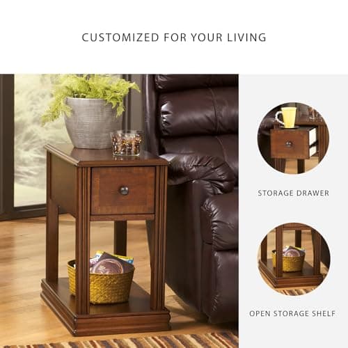 Signature Design by Ashley T007-527 Chair Side End Table, 24.50" W x 17.00" D x13.50 H, Medium Brown