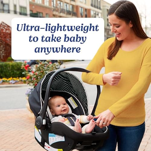 Graco SnugRide Lite LX Infant Car Seat, Rear-Facing, Lightweight, Adjustable Base, Easy Install, Studio