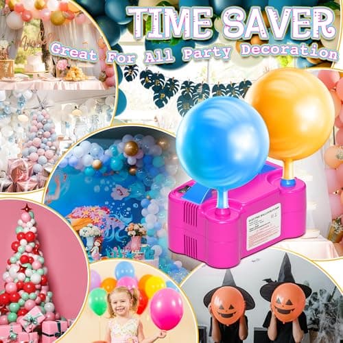Portable Electric Balloon Pump - 110V 600W Dual Nozzle Balloon Inflator Pump with 113 Accessories（Including Balloon, Balloon Arch Kit, Balloon Blower Air Pump Machine Decorations for Party