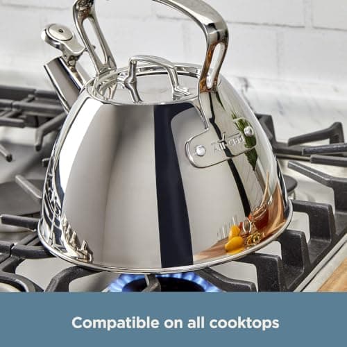 All-Clad Specialty Stainless Steel Tea Kettle 2 Quart Induction Pots and Pans, Cookware Silver