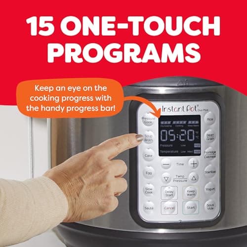 Instant Pot Duo Plus 9-in-1 Multicooker, Pressure Cooker, Slow Cook, Rice Maker, Steamer, Sauté, Yogurt, Warmer & Sterilizer, Includes App With Over 800 Recipes, Stainless Steel, 6 Quarts