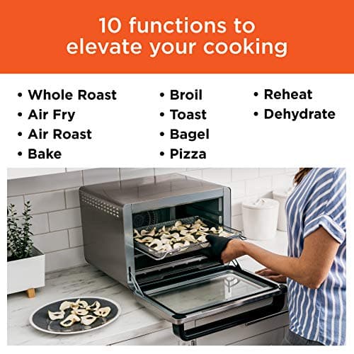 Ninja Air Fryer & Toaster Oven | Foodi Series, XL Pro Air Oven Kitchen Countertop Convection | 10-in-1 Functions | Fits a 5-lb Chicken & Sheet Pan of Vegetables | 1800 Watts | Stainless Steel | DT201