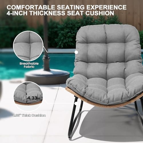 Crestlive Products Outdoor Loveseat 3 Pieces, 2 Seater &1 Seater Outdoor Sofa Set,All-Weather Boho Rattan Patio Furniture with Soft Cushion for Balcony, Poolside, Backyard (Dark Gray Without Table)
