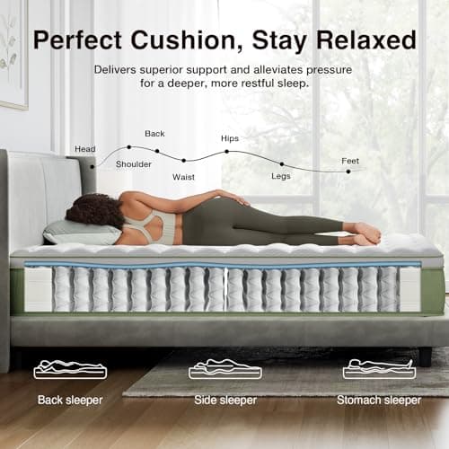 Novilla Hybrid King Mattress, 12 Inch King Size Hybrid Mattress in a Box with Individually Wrapped Coils & Euro Top for Pressure Relief & Motion Isolation & Cool Night Sleep, CertiPUR-US Certified