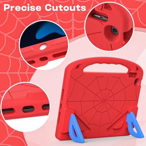 Kids Case for iPad 9th/8th/7th Generation (iPad 10.2 inch 2021/2020/2019), Shockproof Case with Screen Protector (Red)
