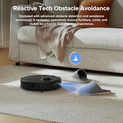 roborock Qrevo Series Robot Vacuum and Mop, 8000Pa Suction, Upgraded from Qrevo S, Anti-Tangle Brushes, Smart Obstacle Avoidance, Auto Mop Washing, All-in-One Dock, 200RPM Spinning Mops, Black(QV 35A)