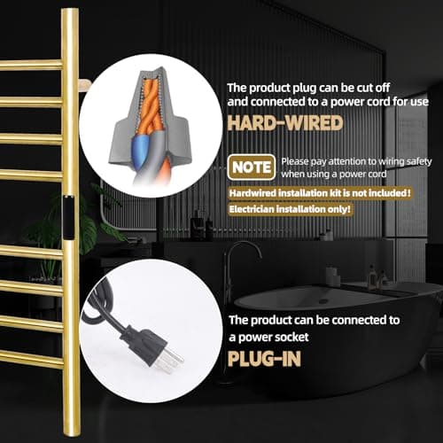 8 Bars Towel Warmer Rack, 23" Electric Wall Mounted Heated Towel Rack, Hot Towel Rails with Timer and Temperature Control for Bathroom, Brushed Gold