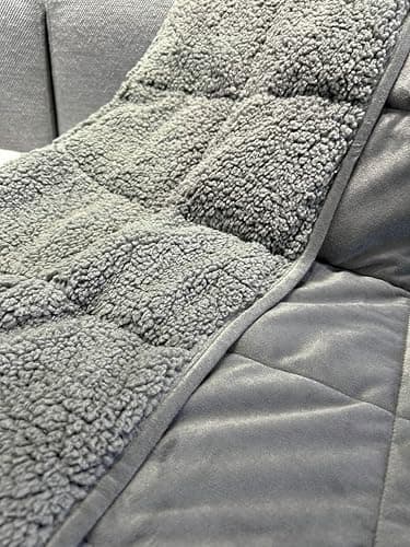 Sherpa Weighted Blanket for All Season,Both Sides Grey 15Lbs, 60 x 80 inches, Reversible Velvet Soft Plush Weighted Blanket for Adult Better Sleep