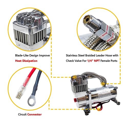 Medium Duty Onboard Air System/Kit 150 PSI Compressor 12V With 2.5 Gallon (9.5 Liter) Train/Air Horn Tank