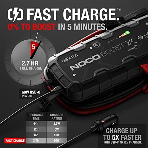 NOCO Boost X GBX155: 4250A UltraSafe Jump Starter – 12V Lithium Battery Booster Pack, Portable Jump Box, Power Bank & Jumper Cables - for 6.5L Gas and 4.0L Diesel Engines