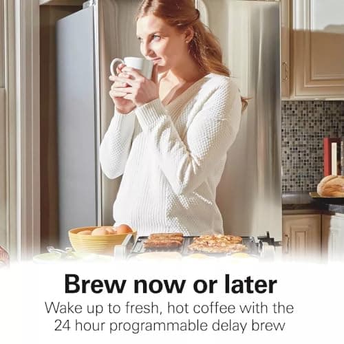Hamilton-Beach 12-Cup Programmable Hot & Iced Coffee Maker, 950W Electric Drip Machine with Dishwasher-Safe Parts, 24-Hour Delay Brew, Touch-Activated Display for Regular Bold Iced Coffee Auto-Off.