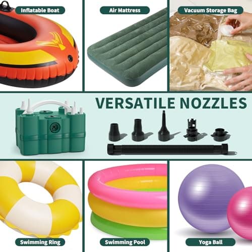 Balloon Pump 3-in-1 Electric Air Pump for All Balloons& Inflatables, Triple Inflating Ports for Latex 260q Foil Mylar Balloon Inflation, Quick-Fill Inflator Deflator for Pool Floats Air Beds