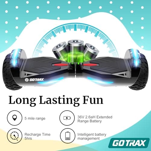 Gotrax Hoverboard with 6.5" LED Wheels & Headlight, Max 4/5/6Miles Range, 6.2mph Power by Dual 200W Motor, UL2272 Certified and 50.4Wh/65.52Wh/93.6Wh Battery Self Balancing Scooters for 44-176lbs Kids