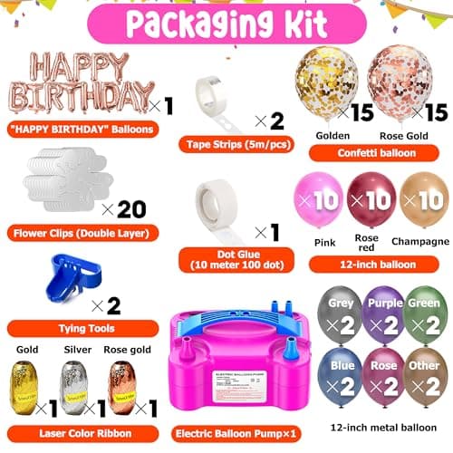 Portable Electric Balloon Pump - 110V 600W Dual Nozzle Balloon Inflator Pump with 113 Accessories（Including Balloon, Balloon Arch Kit, Balloon Blower Air Pump Machine Decorations for Party