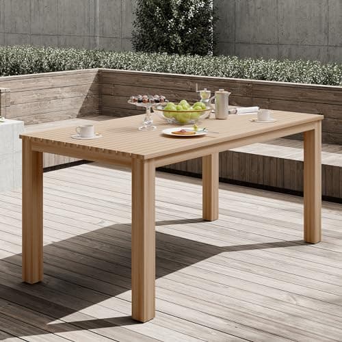 All-Weather Aluminum Outdoor Dining Table, Modern Rectangle Patio Dining Table for Balcony Garden, Brown