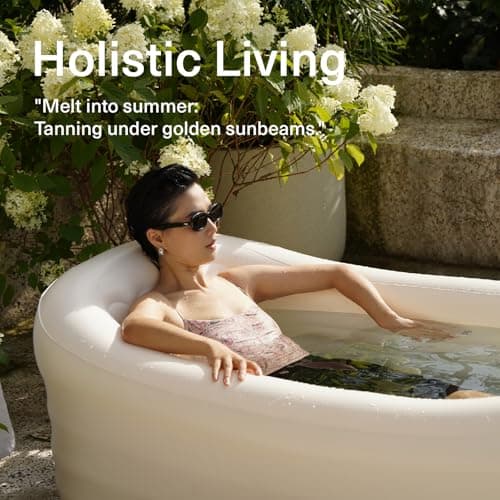 Mozoo Inflatable Bathtub 62''L X 34''W, Portable Bathtub For Adult, Unmatched Durability, Anti-Leak Drainage System, 2-Minute Setup, Space-Saving Foldable Design