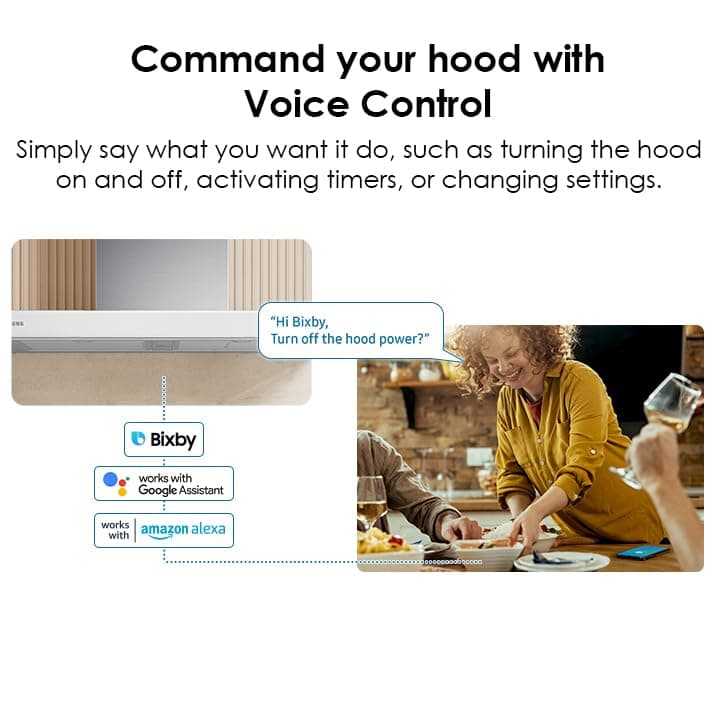 Samsung 36" Bespoke Smart Wall Mount Hood in Clean White, NK36CB600W12AA