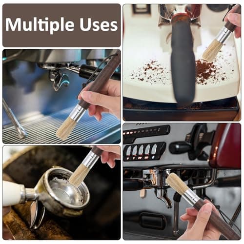 2 Pack Coffee Grinder Cleaning Brush, Coffee Brush with Wood Handle and Natural Bristles Brushes,Coffees Bar Accessories,Coffees Bar Espresso Grinder Brushes