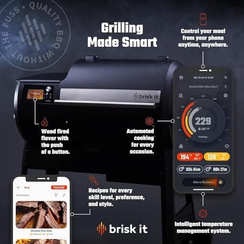 Origin-580 Wood Pellet Smoker Grill - A.I. Powered and WiFi Grill with PID controller, BBQ Grill 580 sq.in Cooking Area, Meat Probe, 8-in-1 Outdoor Smoker