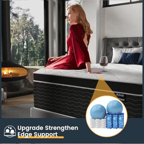 Queen Mattress, 14 inch Queen Bed Mattress in a Box, Firm Hybrid Mattresses with Gel Memory Foam and Pocket Springs, Pressure Relief & Upgraded Support, Cooling and Breathable