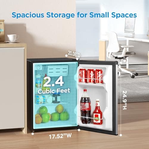 Midea WHS-87LSS1 Refrigerator, 2.4 Cubic Feet, Stainless Steel