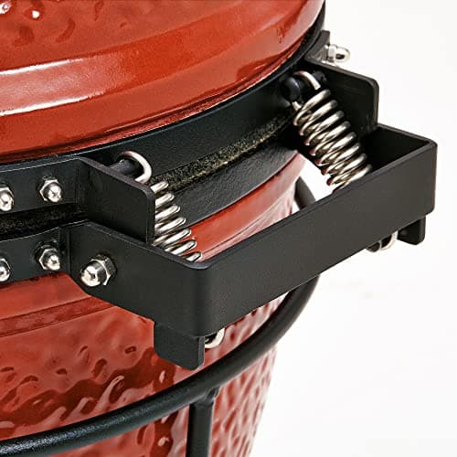 Kamado Joe Joe Jr 13.5-inch Portable Ceramic Charcoal Grill with Grill Stand, Stainless Steel Cooking Grate, Heat Deflectors and Ash Tool in Red, Model KJ13RH