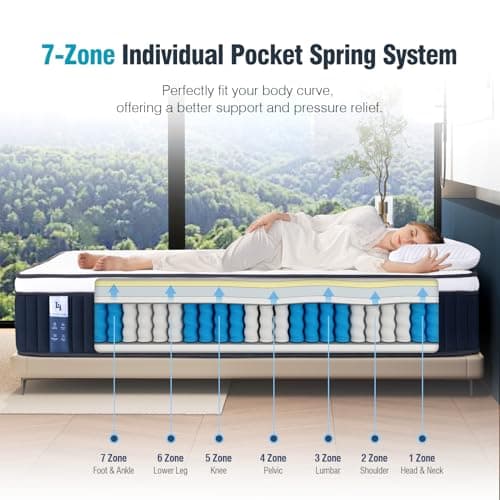 Queen Mattress, DIGLANT 14Inch Euro Top Memory Foam Hybrid Mattress, Medium Plush Feel Pocket Springs Queen Size Mattress for Pressure Relief, Edge Support Mattress in Box, CertiPUR-US, 60"*80"