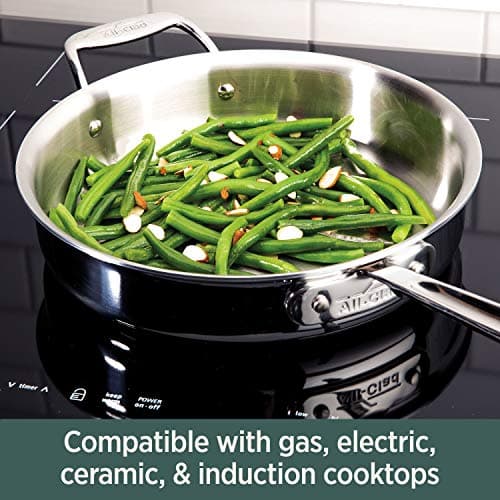All-Clad D5 Brushed 5 Ply Stainless Steel Cookware Set 10 Piece w/ Frying Pans, Pots and Pans Set, Induction, Oven Broiler Safe 600F, Silver