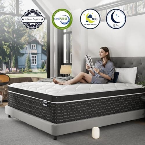 Queen Mattress, 14 inch Queen Bed Mattress in a Box, Firm Hybrid Mattresses with Gel Memory Foam and Pocket Springs, Pressure Relief & Upgraded Support, Cooling and Breathable