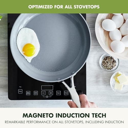 GreenPan 22 Piece Valencia Pro Ceramic Nonstick Cookware Set, PFAS-Free, Induction Ready, Hard Anodized Pots & Pans with Lids, Compatible on All Cooktops, Dishwasher & Oven Safe, Gray