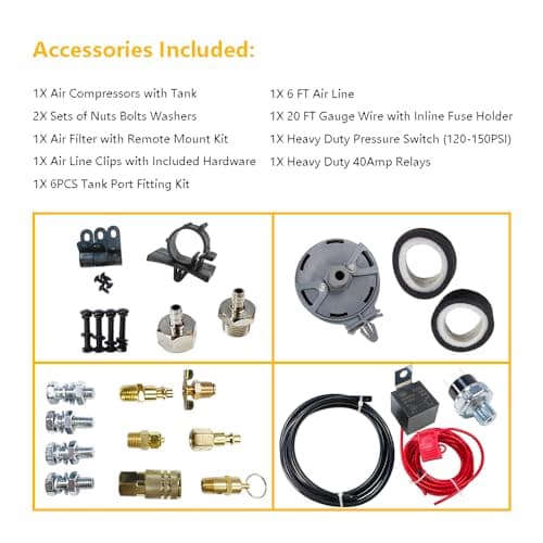 Medium Duty Onboard Air System/Kit 150 PSI Compressor 12V With 2.5 Gallon (9.5 Liter) Train/Air Horn Tank