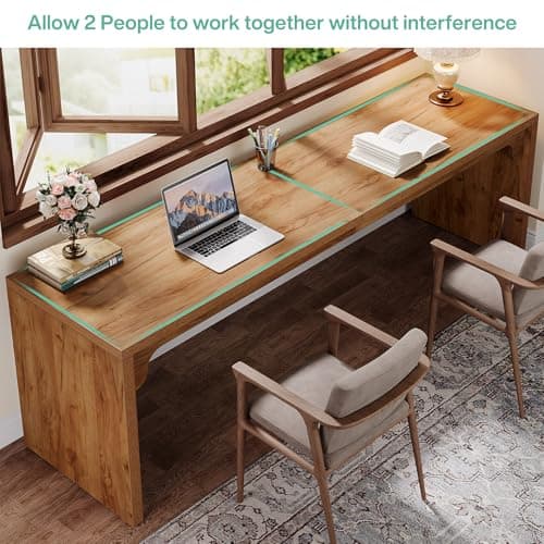 Tribesigns 78.7 Inches Long Computer Desk, Wooden Extra Long Desk, 2 Person Large Writing Table for Home Office, Brown
