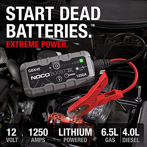 NOCO Boost X GBX45: 1250A UltraSafe Jump Starter – 12V Lithium Battery Booster Pack, Portable Jump Box, Power Bank & Jumper Cables - for 6.5L Gas and 4.0L Diesel Engines