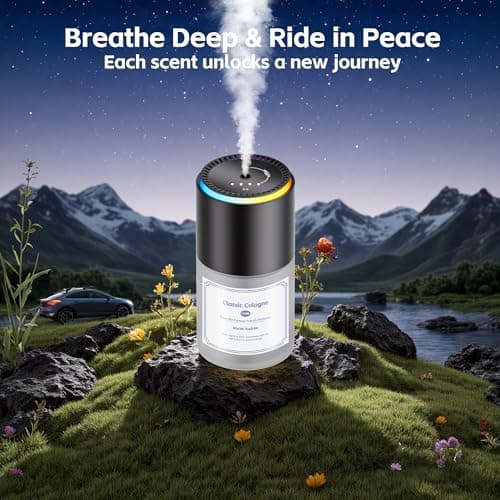 Car Air Freshener, Smart Car Air Freshener,car Diffuser with 150 ML (5oz) Capacity Multi-fragrance,RGB Music Syncing Light, Auto On/Off (Cologne)