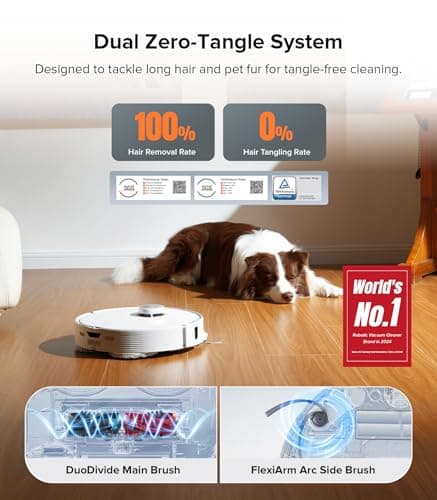 roborock Qrevo Edge Robot Vacuum and Mop, 18,500Pa Suction, Zero-Tangling, AdaptiLift Chassis, Al Obstacle Recognition, Hot Water Mop Washing & Dock Self Cleaning, Corner to Edge Deep Cleaning