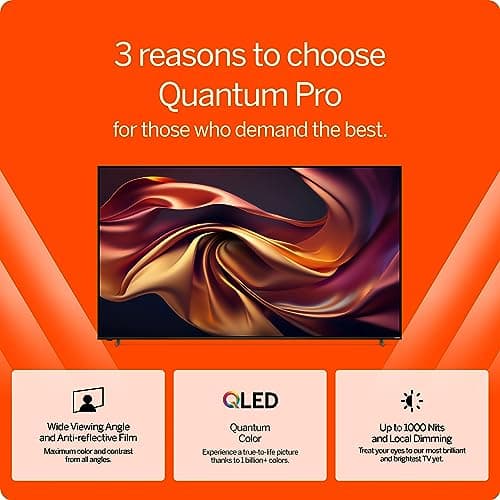 VIZIO 75-inch Quantum Pro 4K QLED 120Hz Smart TV with 1,000 nits Brightness, Dolby Vision, Local Dimming, 240FPS 1080p PC Gaming, WiFi 6E, Apple AirPlay, Google Cast Built-in (VQP75C-84, 2023)