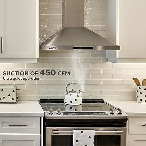 CIARRA Range Hood 30 inch 760m3/h Ductless Stove Hood Vent for Kitchen in Stainless Steel, Ducted and Ductless Convertible
