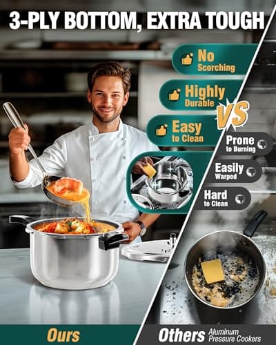 WantJoin Pressure Cooker, 12 Quart Stainless Steel Pressure Canner, Induction Compatible Cookware with Spring Valve Safeguard Devices,Compatible with Gas & Induction Cooker