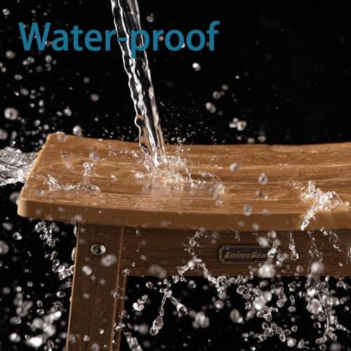 HDPS Shower Bench Seat for Inside, Waterproof Poly Lumber Shower Stool for Shaving Legs, Bathroom Foot Rest with Storage Shelf, Plastic Bath Chair Seat for with Adjustable Feet, No Maintenance, Brown